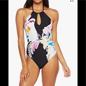 Trina Turk Women's High Neck Halter One Piece Swimsuit